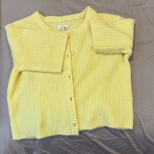 Aerie Women’s Soft Yellow Button-Up Knit Sweater Cardigan